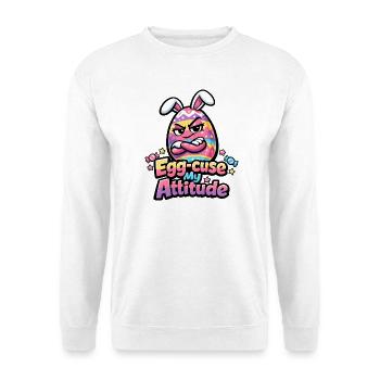 Egg-Cuse My Attitude Easter - Sweat-shirt Unisexe - blanc - Devant