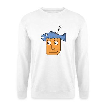 Catch of the Day: Quirky Fish Hat Illustration - Unisex Sweatshirt - white - Front