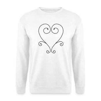 Wirbelherz-Design - Unisex Pullover - Weiß - Vorne