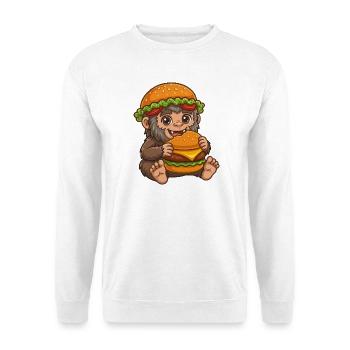Mignon Sasquatch Bigfoot Cartoon Burger de restauration rapide - Sweat-shirt Unisexe - blanc - Devant