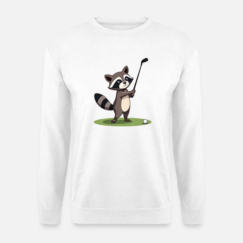 Raccoon playing golf - Unisex Sweatshirt - white