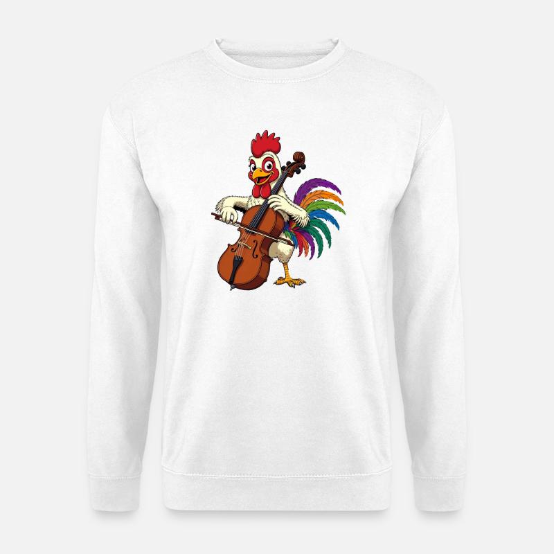 Rooster with cello - Unisex Sweatshirt - white