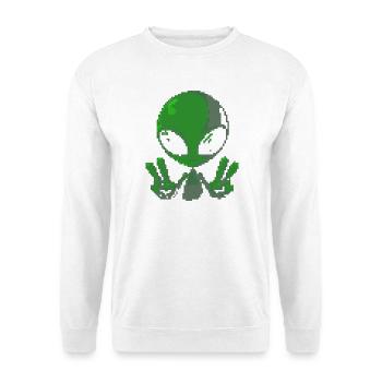 Pixel Green Alien Peace Sign - Unisex Sweatshirt - white - Front