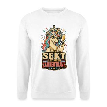 Sekt ist mein Zaubertrank Einhorn Shirt - Unisex Pullover - Weiß - Vorne