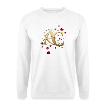 Goldenes Monogramm AC mit Herzen - Unisex Pullover - Weiß - Vorne