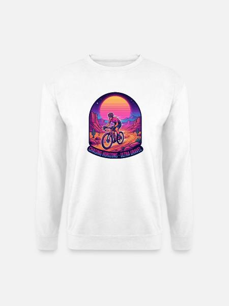 Synthwave-Kiesradfahrer, der Horizonte jagt - Unisex Pullover - Weiß