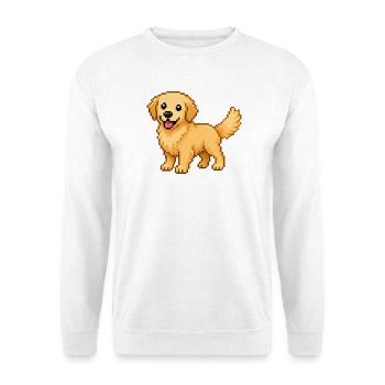 Süßer Golden Retriever – Retro Pixel Art Hund - Unisex Pullover - Weiß - Vorne