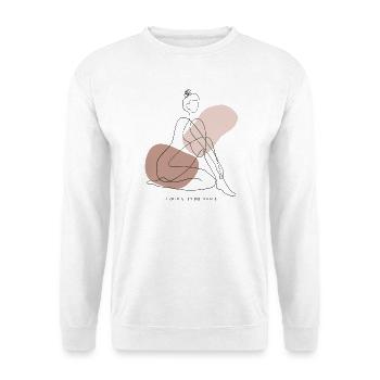 Linienfigur in Erd-Tönen - Unisex Pullover - Weiß - Vorne - Alina (178cm) & Michal (187cm)