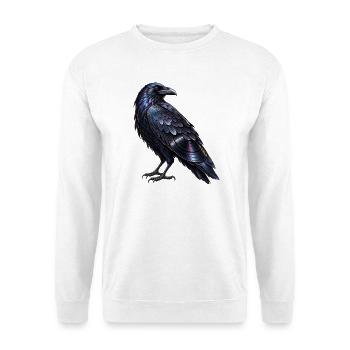 Irisierender Rabe um Mitternacht - Unisex Pullover - Weiß - Vorne - Alina (178cm) & Michal (187cm)