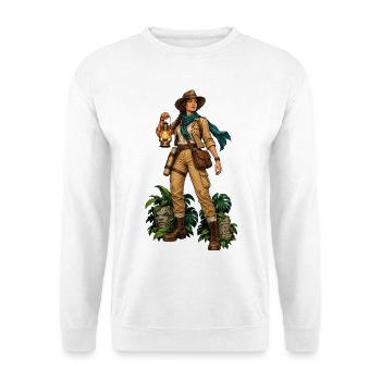 Dschungelpfad Entdeckerin - Unisex Pullover - Weiß - Vorne - Alina (178cm) & Michal (187cm)