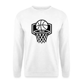 Basketball Korb Symbol - Unisex Pullover - Weiß - Vorne - Alina (178cm) & Michal (187cm)