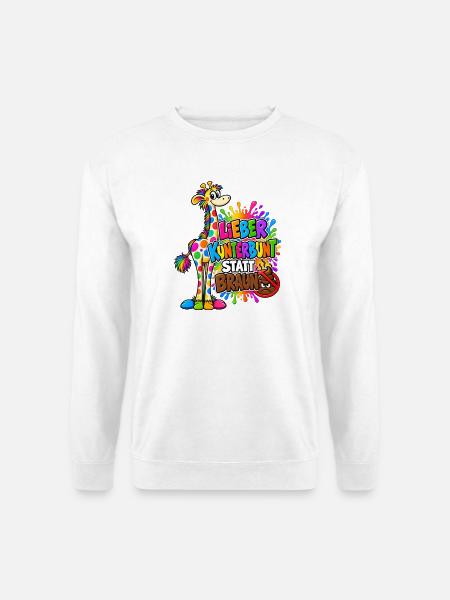 Kunterbunte Giraffe: Kunterbunt statt Braun - Unisex Pullover - Weiß