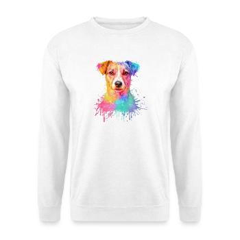 Jack Russell Terrier Aquarell Illustration - Unisex Pullover - Weiß - Vorne - Alina (178cm) & Michal (187cm)