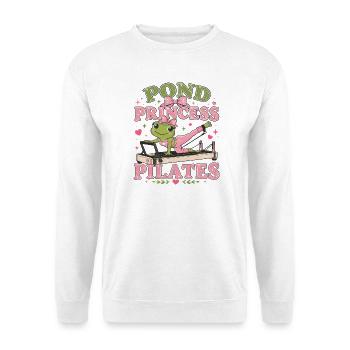 Meditation REFORMER-PRINCESS-PILATES Frosch Yoga - Unisex Pullover - Weiß - Vorne - Alina (178cm) & Michal (187cm)