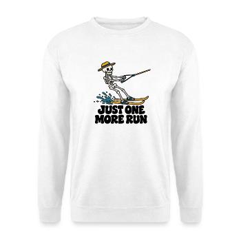 Just One More Run – lustiges Wasserski-Skelett - Unisex Pullover - Weiß - Vorne - Alina (178cm) & Michal (187cm)