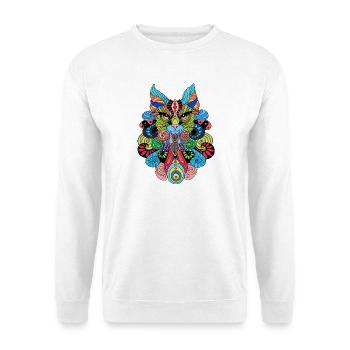Chat_Mandala - Unisex Pullover - Weiß - Vorne - Alina (178cm) & Michal (187cm)