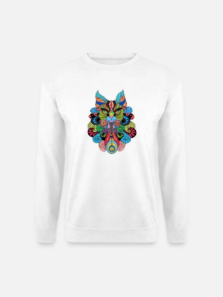 Chat_Mandala - Unisex Pullover - Weiß