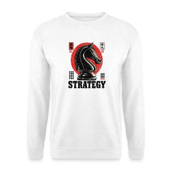 Strategie Pferd: Schach - Unisex Pullover - Weiß - Vorne - Alina (178cm) & Michal (187cm)