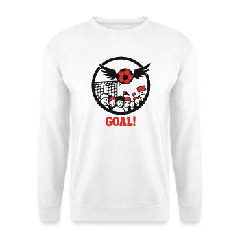 Fussball Tor Wappen Logo - Unisex Pullover - Weiß - Vorne - Alina (178cm) & Michal (187cm)