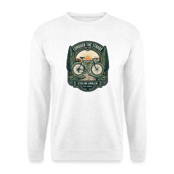 Art-Déco-Radrademblem-Grafik - Unisex Pullover - Weiß - Vorne - Alina (178cm) & Michal (187cm)