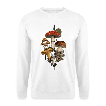 Pilze Sammler Tasse & Geschenk - Unisex Pullover - Weiß - Vorne - Alina (178cm) & Michal (187cm)