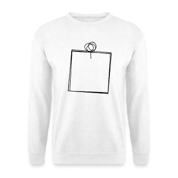 Pinnwandzettel handgezeichnet - Unisex Pullover - Weiß - Vorne - Alina (178cm) & Michal (187cm)