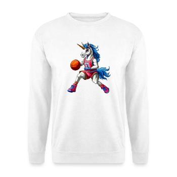 Einhorn Basketball - Unisex Pullover - Weiß - Vorne - Alina (178cm) & Michal (187cm)
