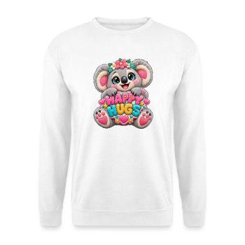 Kleiner Koala mit Happy Hugs - Unisex Pullover - Weiß - Vorne - Alina (178cm) & Michal (187cm)