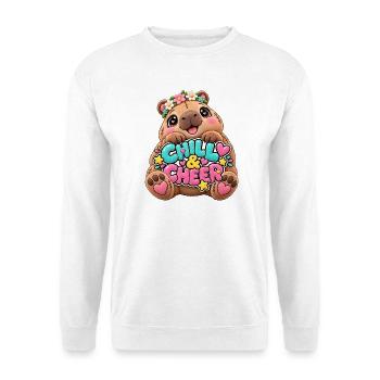 Kuschelbär Chill & Cheer - Unisex Pullover - Weiß - Vorne - Alina (178cm) & Michal (187cm)
