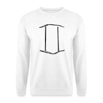 Sternzeichen Zwillinge handgezeichnet - Unisex Pullover - Weiß - Vorne - Alina (178cm) & Michal (187cm)