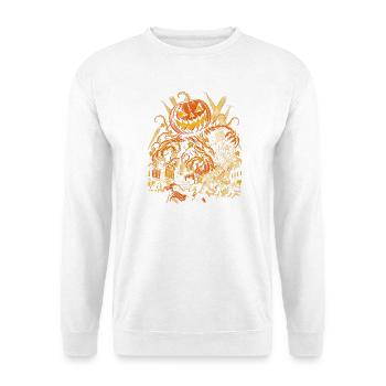 Der Riesenkürbis greift die Stadt an - Unisex Pullover - Weiß - Vorne - Alina (178cm) & Michal (187cm)