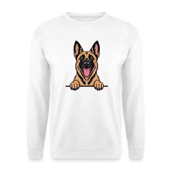 Belgian Malinois Belgischer Schäferhund - Unisex Pullover - Weiß - Vorne - Alina (178cm) & Michal (187cm)