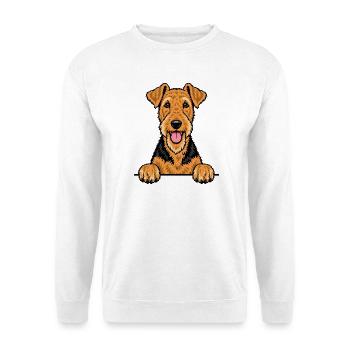 Airedale Terrier - Unisex Pullover - Weiß - Vorne - Alina (178cm) & Michal (187cm)