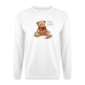 Aquarell Weihnachtsteddybär - Unisex Pullover - Weiß - Vorne - Alina (178cm) & Michal (187cm)