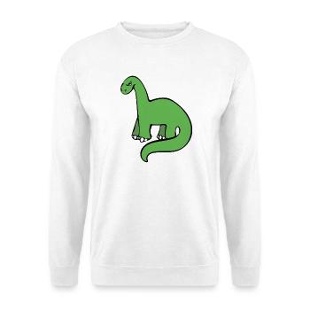 Smaragdgrüner Dino auf Schwarz - Unisex Pullover - Weiß - Vorne - Alina (178cm) & Michal (187cm)