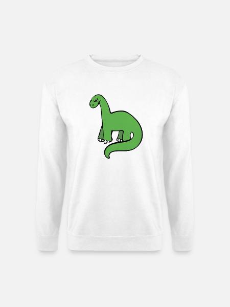 Smaragdgrüner Dino auf Schwarz - Unisex Pullover - Weiß