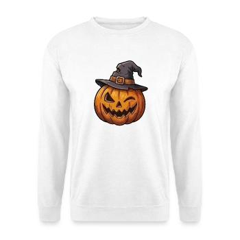Kürbis mit einem charmanten Hut - Unisex Pullover - Weiß - Vorne - Alina (178cm) & Michal (187cm)