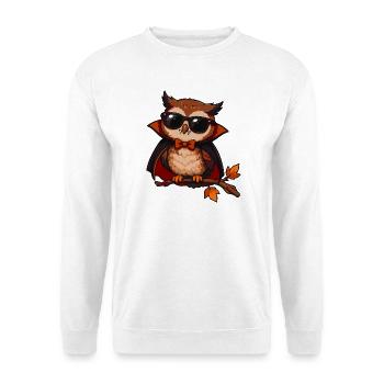 Sonnenbrillen-Eule im Cape - Unisex Pullover - Weiß - Vorne - Alina (178cm) & Michal (187cm)