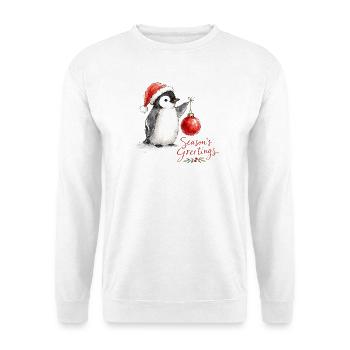 Weihnachtspinguin mit Ornament - Unisex Pullover - Weiß - Vorne - Alina (178cm) & Michal (187cm)
