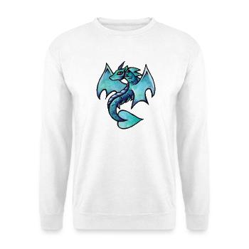 Aquarell-Skizze von Azurdrachen - Unisex Pullover - Weiß - Vorne - Alina (178cm) & Michal (187cm)