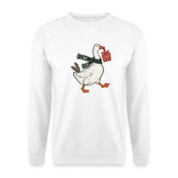 Weihnachtsgans Gans Weihnachten Wichtelgeschenk - Unisex Pullover - Weiß - Vorne - Alina (178cm) & Michal (187cm)