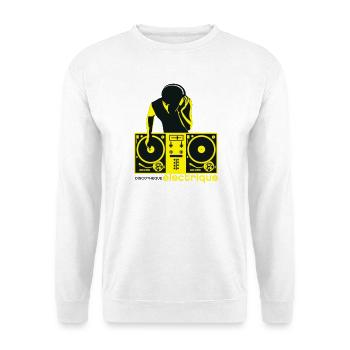 discotheque electrique - Unisex Pullover - Weiß - Vorne - Alina (178cm) & Michal (187cm)