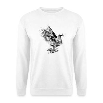 Zeichnung einer ornamental verzierten Taube - Unisex Pullover - Weiß - Vorne