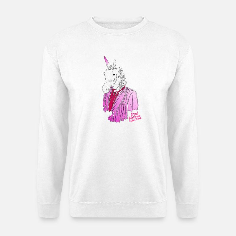 pink hipster unicorn - Unisex Pullover - Weiß
