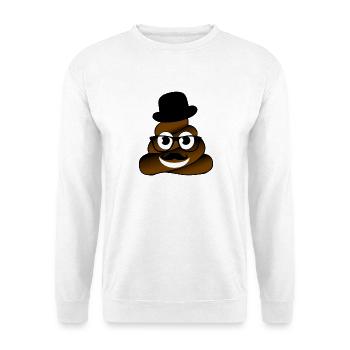 poop hut Brille Bart Nerd geek humor joke fun shit - Unisex Pullover - Weiß - Vorne