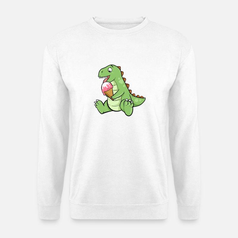 Eiscreme Dino Erdbeereis Dinosaurier T-Rex Saurier - Unisex Pullover - Weiß