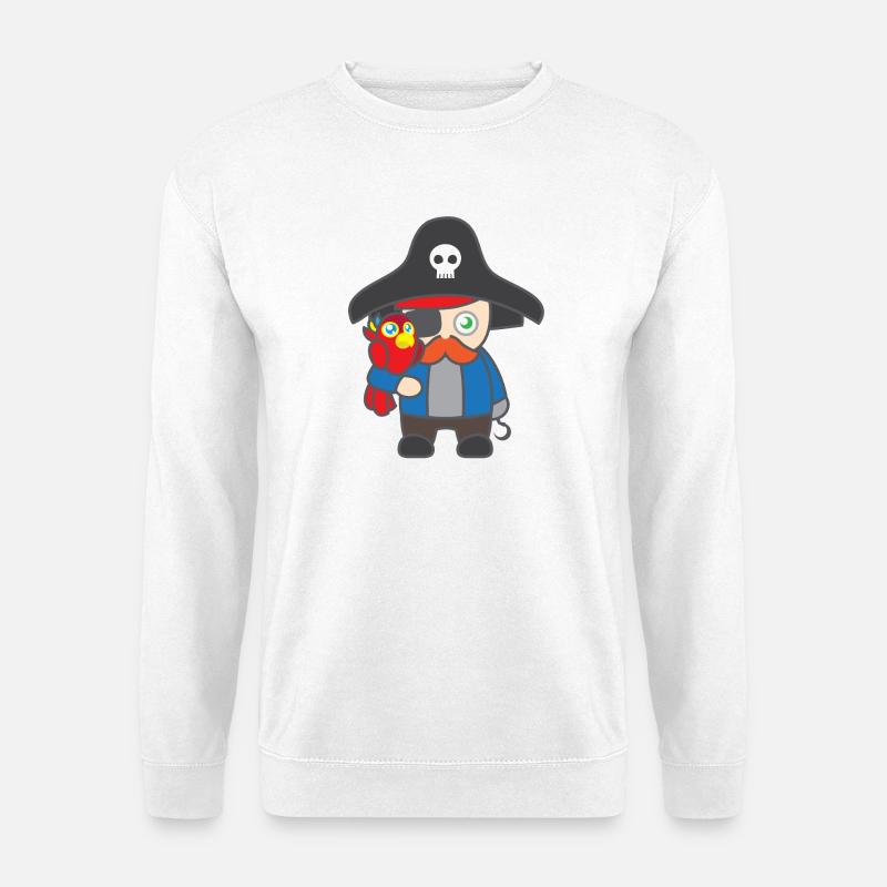 Kindermotiv Shirtmotiv Piratenshirt Pirat mit Ara - Unisex Pullover - Weiß