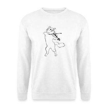 Cat with violin - Unisex Sweatshirt - white - Front