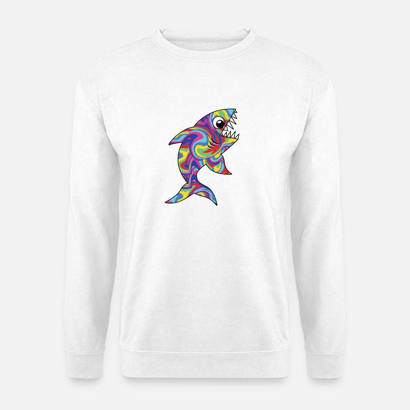 Bunter Hai - Unisex Pullover - Weiß