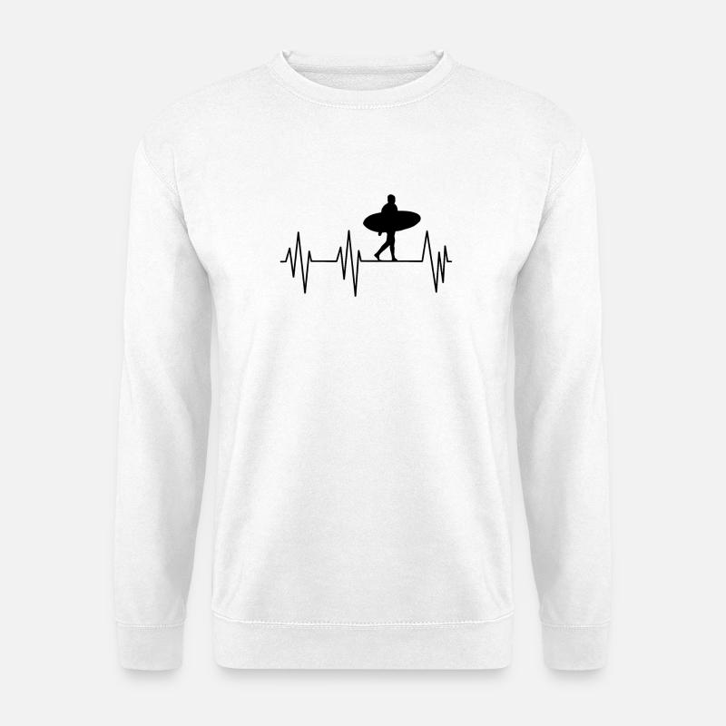Surf Heartbeat – Surfer-Silhouette  - Unisex Pullover - Weiß